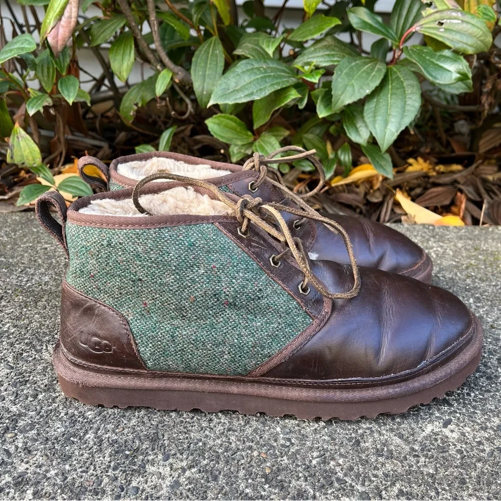 UGG Neumel Donegal Stout Brown Leather Wool Chukka Boots